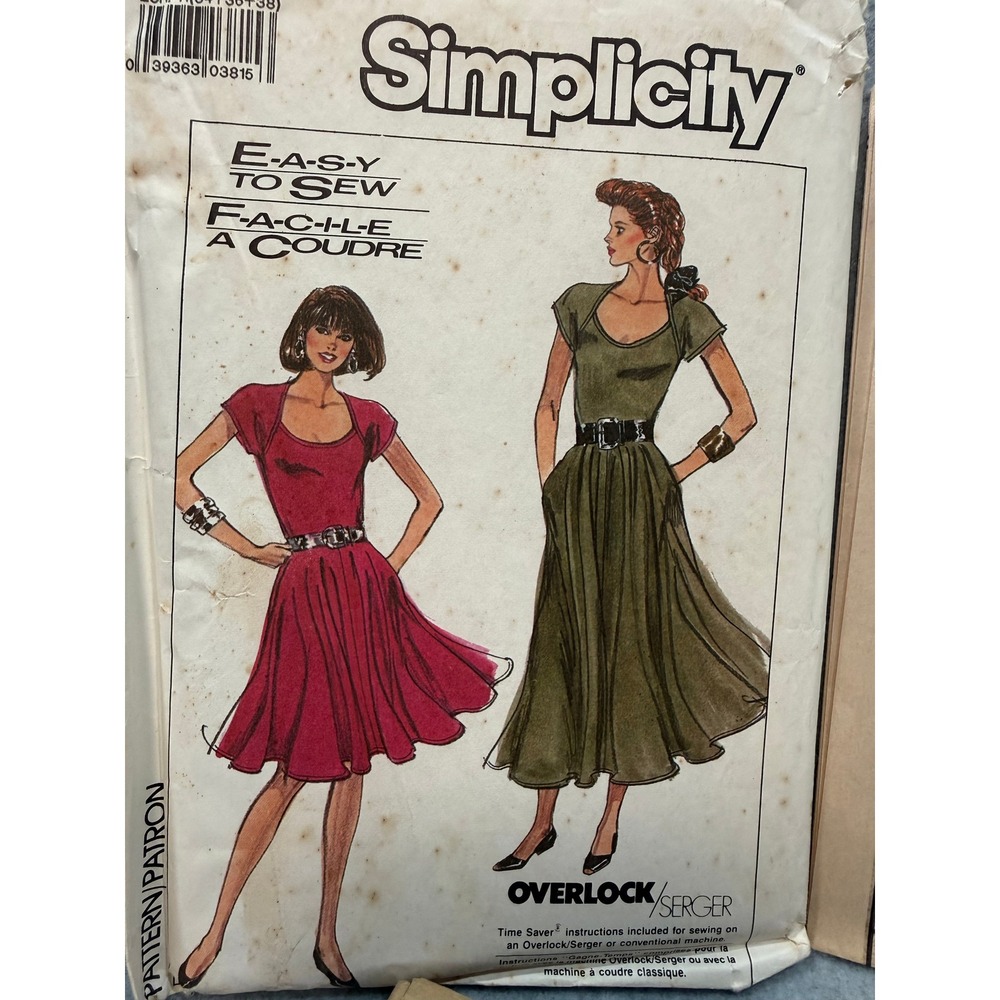 Simplicity 8490 Sewing Pattern 6-8-10‎ Flare Dress Knit 1988 Vintage Easy 80s